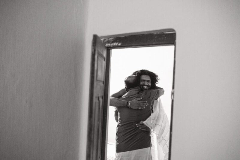 Kobe and Ramya exchanging vows at their native temple in Jaffna, surrounded by close family and friends. Traditional Tamil wedding captured by Banu Photography. Decor by Rohins Events, makeup by Vinthusha.
