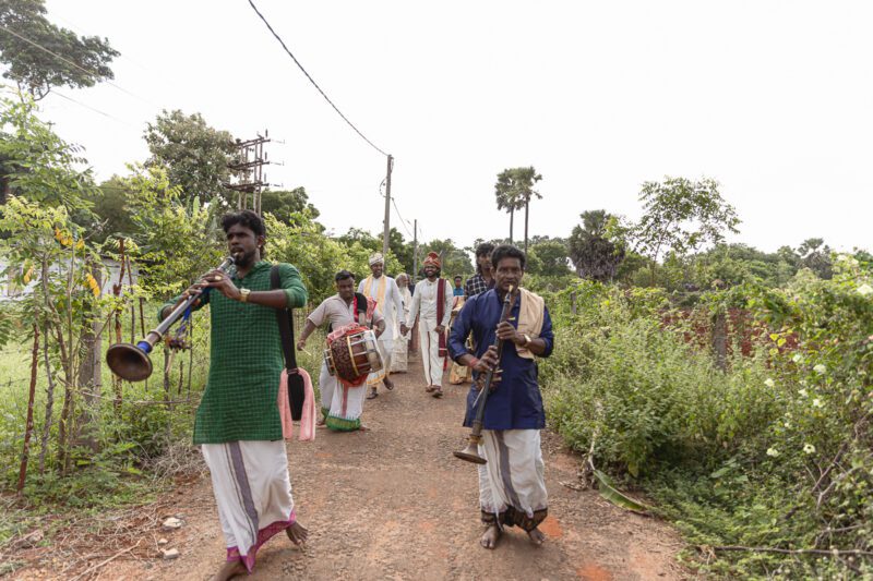 Kobe and Ramya exchanging vows at their native temple in Jaffna, surrounded by close family and friends. Traditional Tamil wedding captured by Banu Photography. Decor by Rohins Events, makeup by Vinthusha.