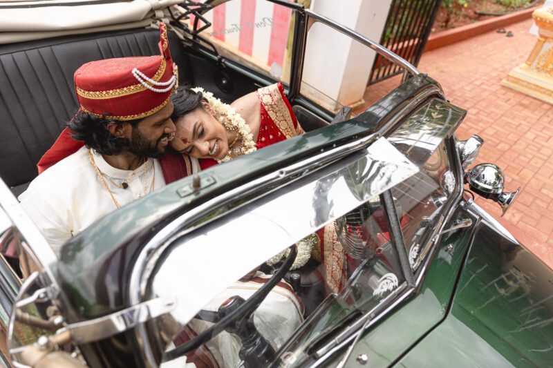 Kobe and Ramya exchanging vows at their native temple in Jaffna, surrounded by close family and friends. Traditional Tamil wedding captured by Banu Photography. Decor by Rohins Events, makeup by Vinthusha.