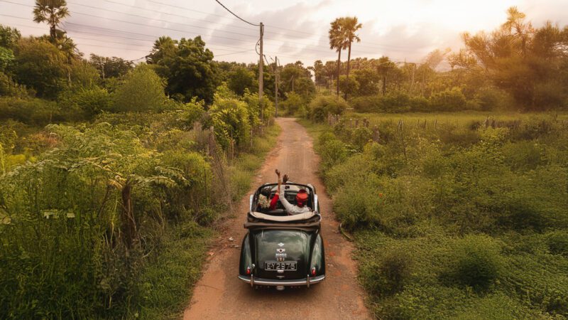 Kobe and Ramya exchanging vows at their native temple in Jaffna, surrounded by close family and friends. Traditional Tamil wedding captured by Banu Photography. Decor by Rohins Events, makeup by Vinthusha.